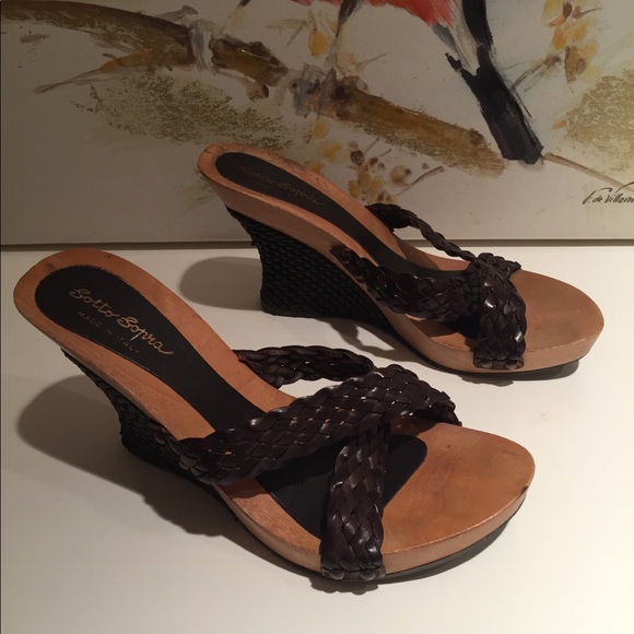 Sotto Sopra bohemian wooden wedges criss cross top - Picture 2 of 16